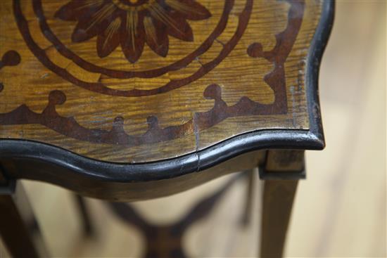 A 19th century satinwood and mahogany urn stand, W.1ft